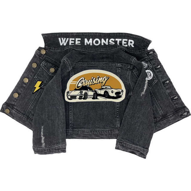 Cruisin' Thunderbolt Patch Denim Jacket, Black - Jackets - 1