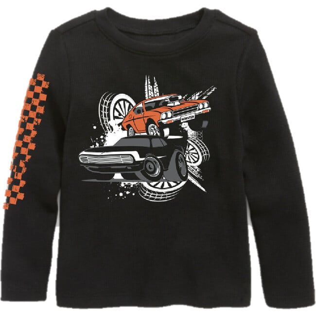 Speed Racer Graphic Print Long Sleeve Tee, Black - T-Shirts - 1
