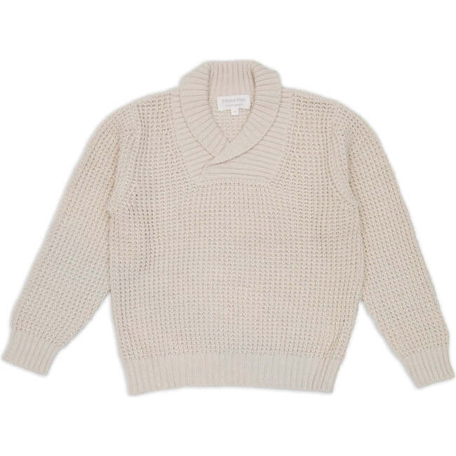 Shawl Collar Waffle Knit Jumper, Chalk