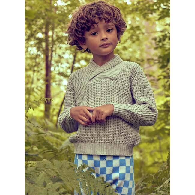 Shawl Collar Waffle Knit Jumper, Chalk