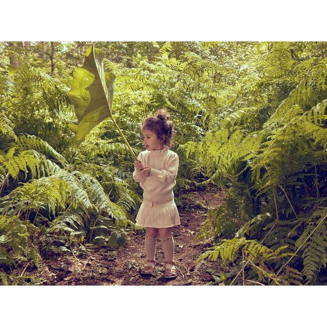 Ruffle Collar Ribbed Hem Long Puff Sleeve Jumper, Blush - Sweaters - 4