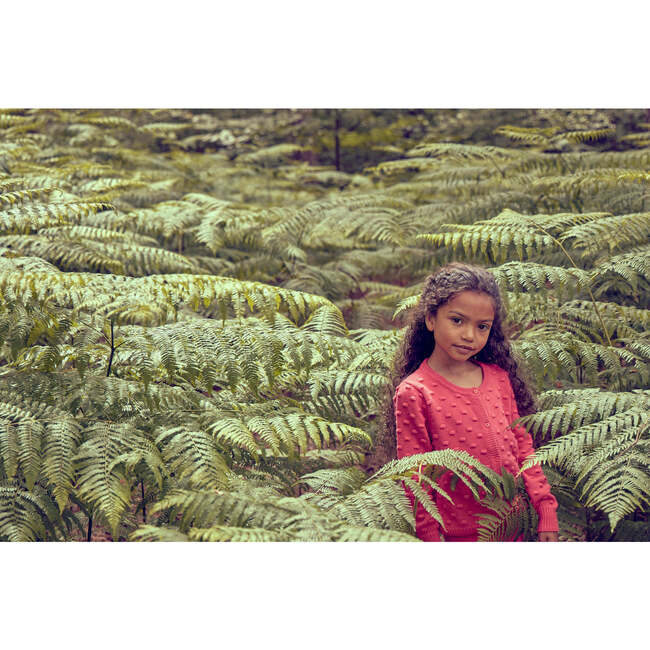 Popcorn Knit Long Sleeve Ribbed Cuff Cardigan, Raspberry - Cardigans - 4