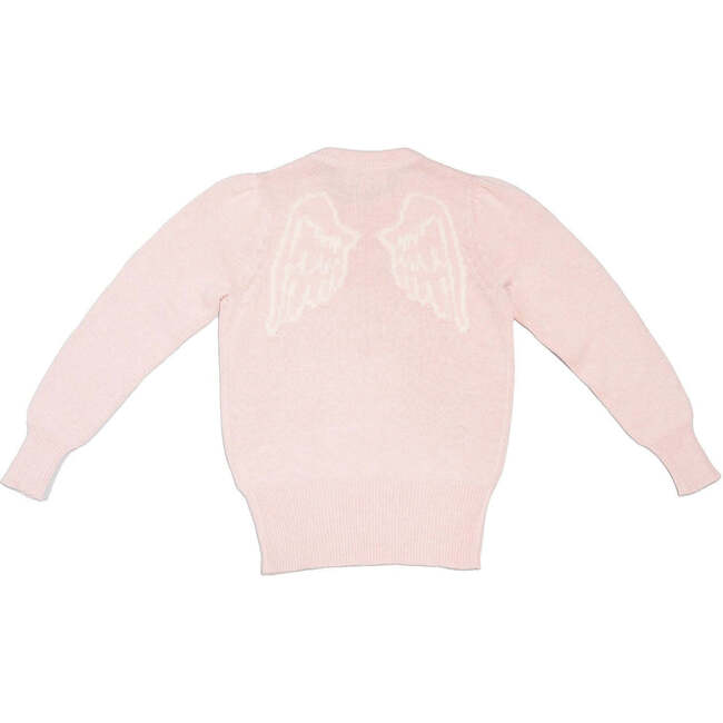 Baby Angel Knit Round Neck Long Puff Sleeve Jumper, Blush - Sweaters - 1