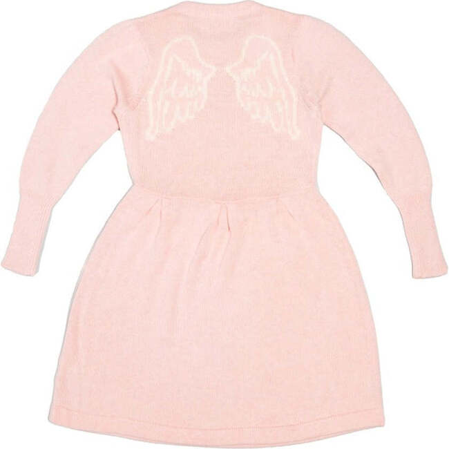 Angel Knit Round Neck Long Puff Sleeve Dress, Blush