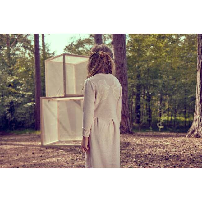 Angel Knit Round Neck Long Puff Sleeve Dress, Blush - Dresses - 5