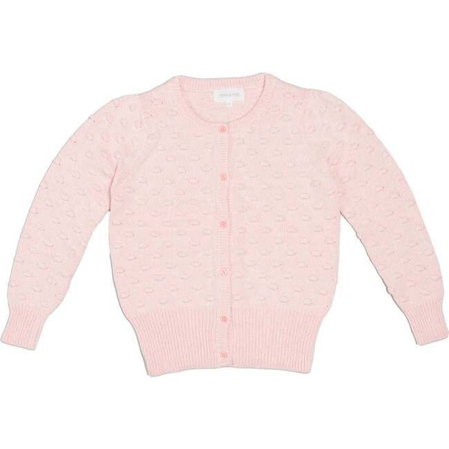 Popcorn Ribbed Hem Long Sleeve Button-Up Cardigan, Blush