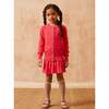 Popcorn Ribbed Hem Long Sleeve Button-Up Cardigan, Raspberry - Cardigans - 5 - thumbnail