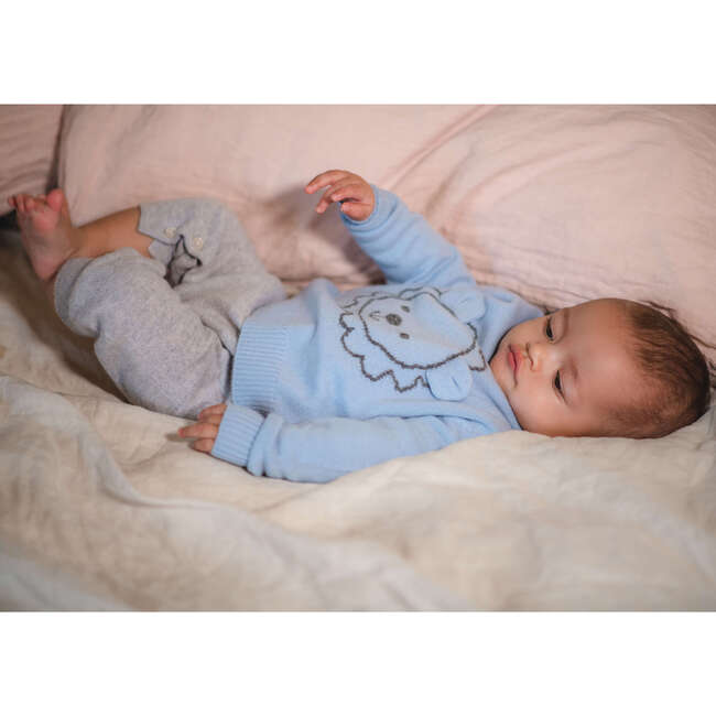 Lion Jumper, Baby Blue - Sweaters - 3