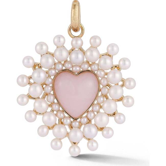 14K Gold Pink Opal & Pearl Cluster Juliana Heart Charm - Charms - 1