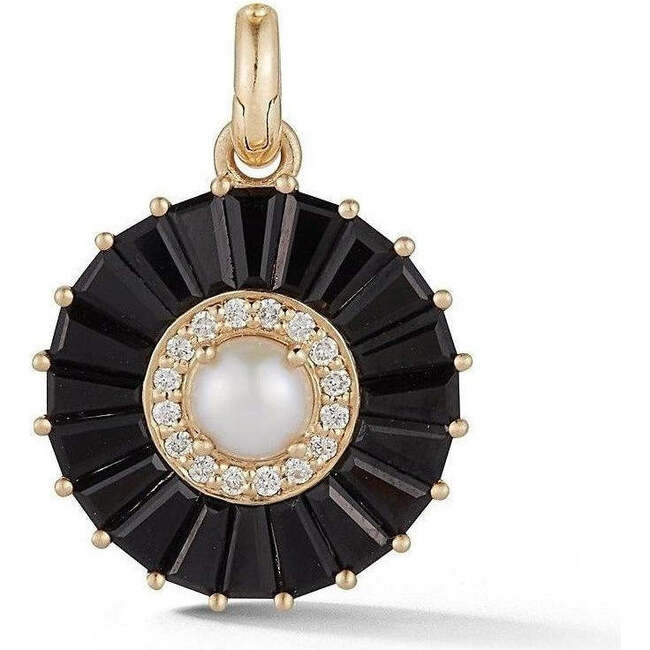 14K Gold Black Onyx Diamond & Pearl Emily Large Charm - Charms - 1