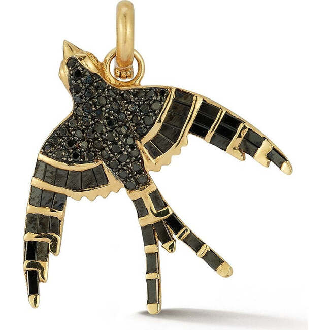 14K Gold & Black Diamond Evelyn Bird Charm