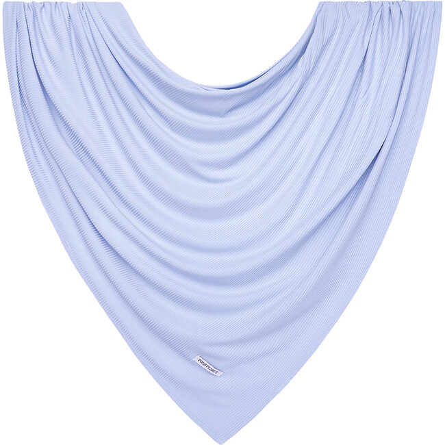 Solid Ribbed Powder Blue Infant Swaddle and Beanie Set - Swaddles - 3