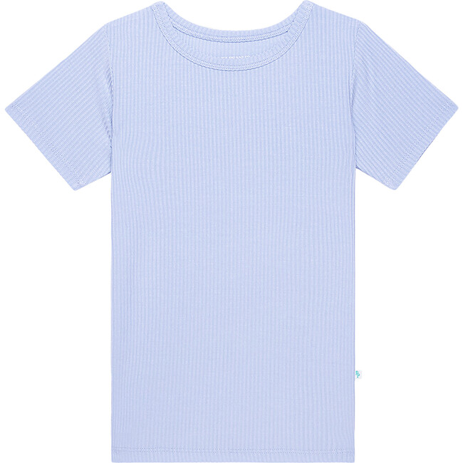 Solid Ribbed Powder Blue Short Sleeve Basic Pajama - Pajamas - 2