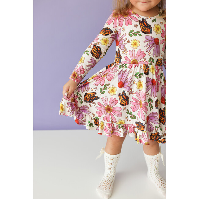 Kaavia Long Sleeve Ruffled Twirl Dress, Natural - Dresses - 2