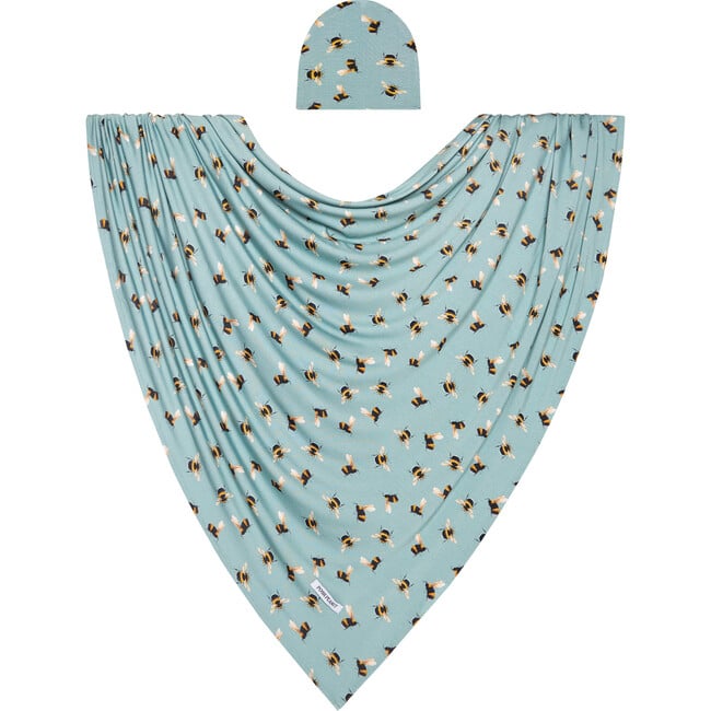 Spring Bee Swaddle And Beanie Set, Pastel Green - Swaddles - 1