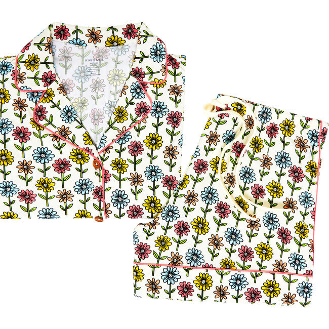 Women's Maya Lynn Short Sleeve Shirt And Shorts Pajama, Beige - Pajamas - 2