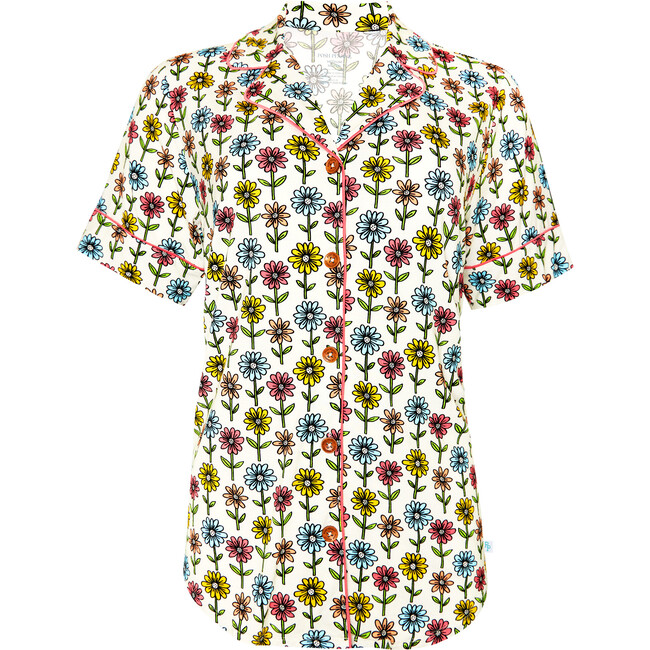 Women's Maya Lynn Short Sleeve Shirt And Shorts Pajama, Beige - Pajamas - 3