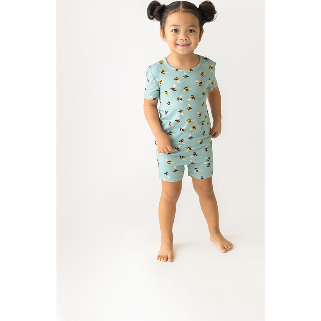 Spring Bee Basic Short Sleeve And Short Length Pajama, Pastel Green - Pajamas - 4