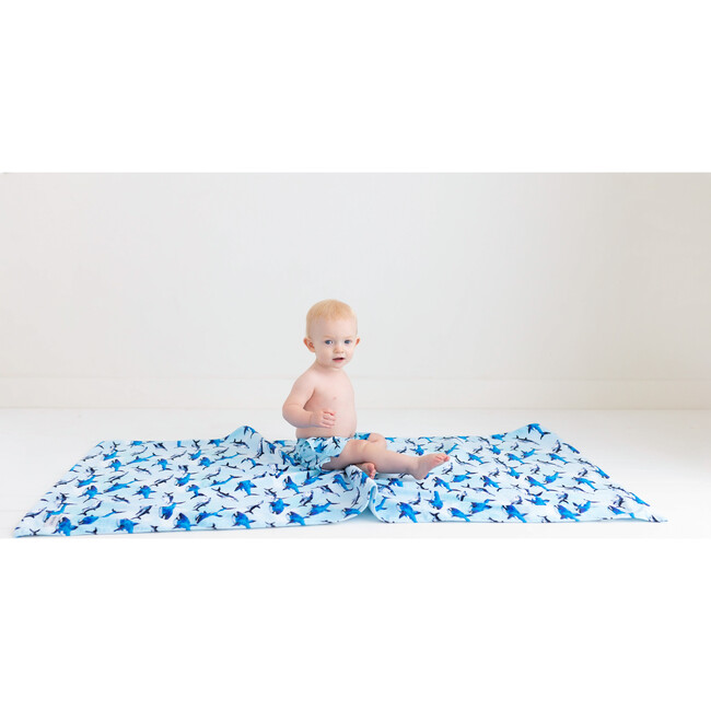 Sharks Beach Towel, Medium Blue - Towels - 3