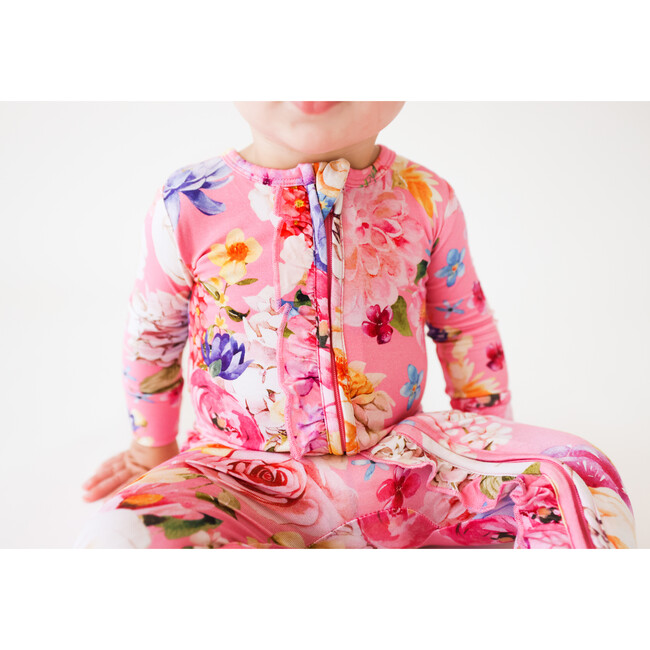 Chantria Ruffled Zippered One-Piece Footie, Bright Pink - Footie Pajamas - 4