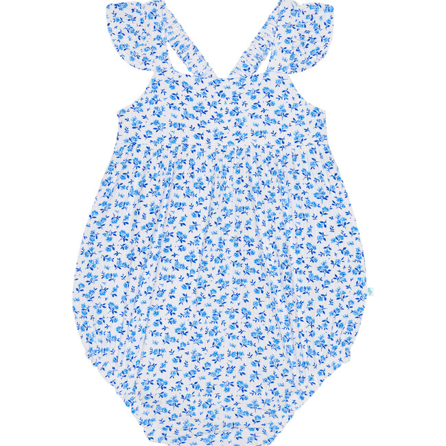 Andina Basic Ruffled Capsleeve Bubble Romper, White - Rompers - 1