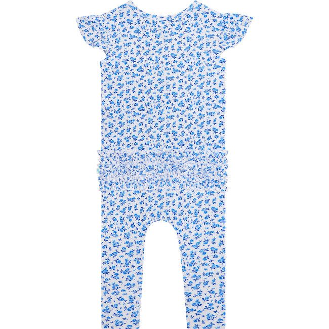 Andina Ruffled Capsleeve Henley Romper, White - Rompers - 2