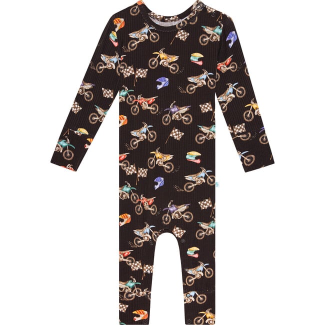 Supermini Long Sleeve Basic Romper, Black - Rompers - 1