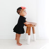 Solid Ribbed Short Sleeve Henley With Twirl Skirt Bodysuit, Black - Onesies - 4 - thumbnail