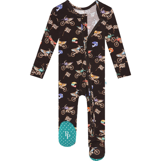 Supermini Footie Zippered One Piece, Black - Footie Pajamas - 1