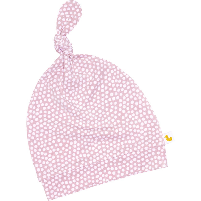 Pastel Orchid Polka Dot Knotted Beanie, Purple - Hats - 1