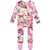 Watercolor Butterfly Footie Ruffled Zippered One Piece, Pink - Footie Pajamas - 3