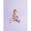 Watercolor Butterfly Footie Ruffled Zippered One Piece, Pink - Footie Pajamas - 4