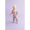 Watercolor Butterfly Footie Ruffled Zippered One Piece, Pink - Footie Pajamas - 7
