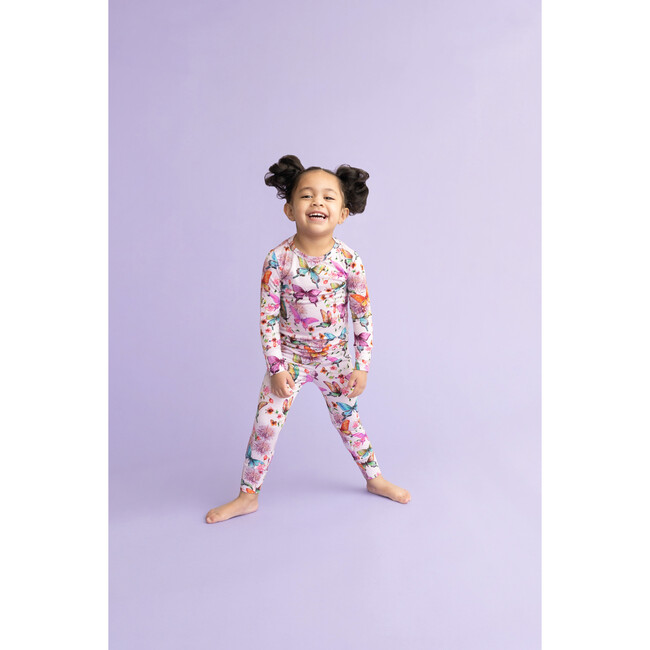 Watercolor Butterfly Long Sleeve Basic Pajama, Pink - Pajamas - 6