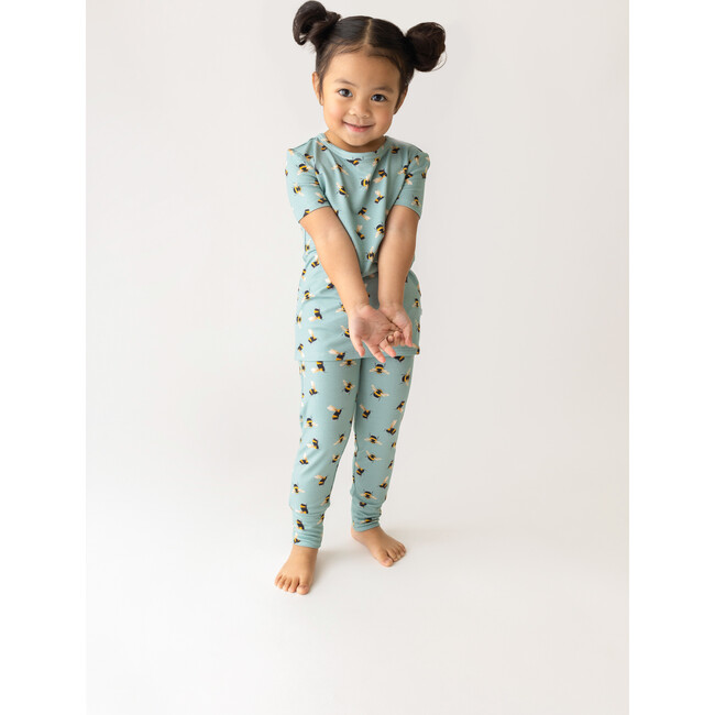 Spring Bee Short Sleeve Basic Pajama, Pastel Green - Pajamas - 3