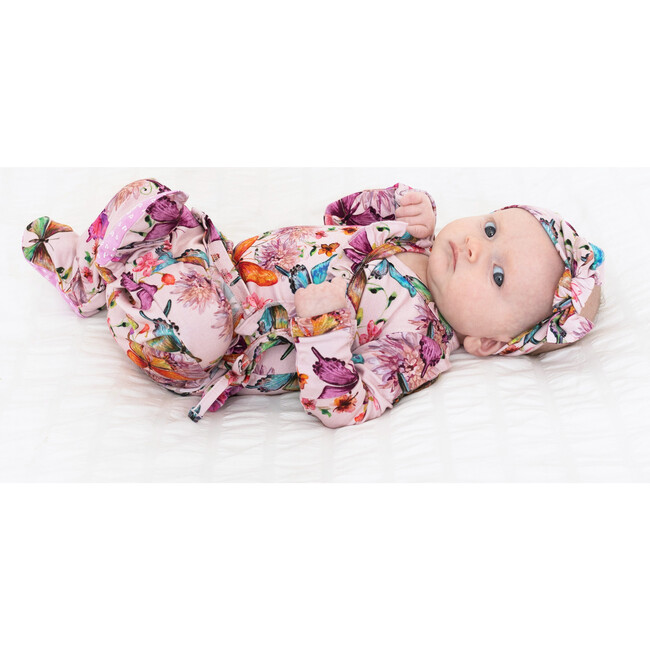 Watercolor Butterfly Tie Front Ruffled Kimono, Pink - Pajamas - 4