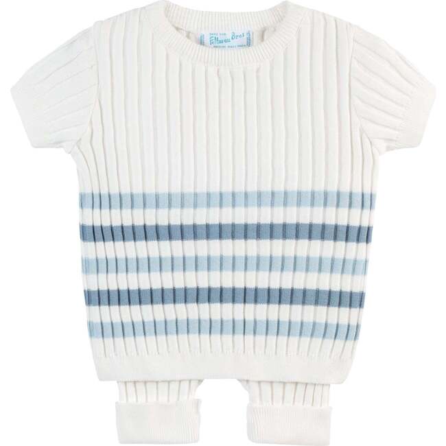Boys Knit Striped Ribbed Set Ivory