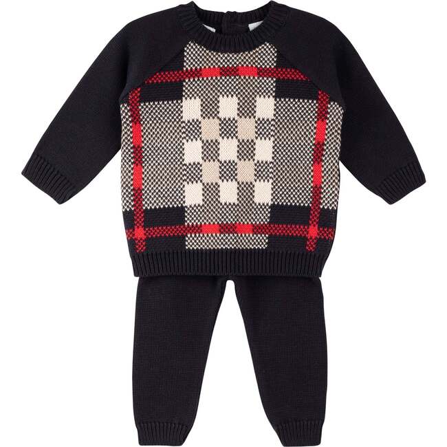 Navy Plaid Sweater Set Navy