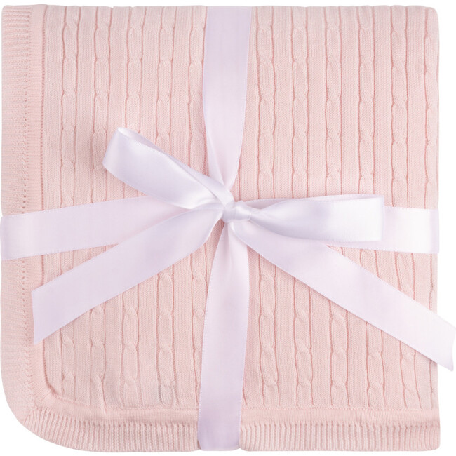 Cable Knit Blanket Pink