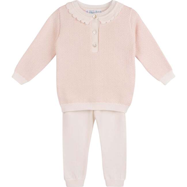 Girls Blush Chevron Knit Set Blush
