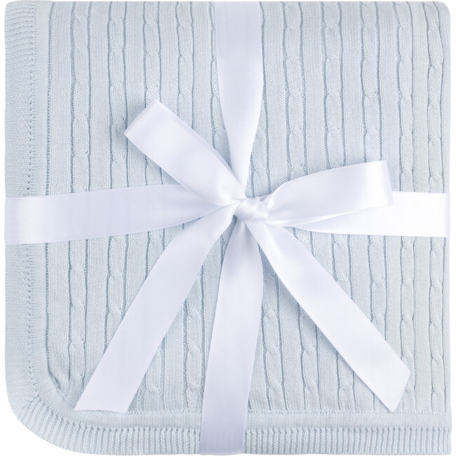 Cable Knit Blanket Blue