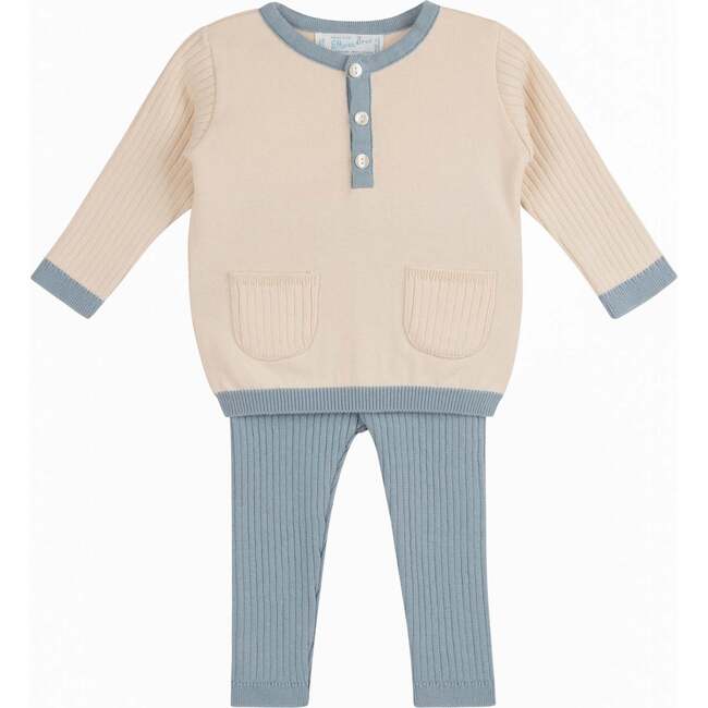 Henley Knit Set Vintage Blue
