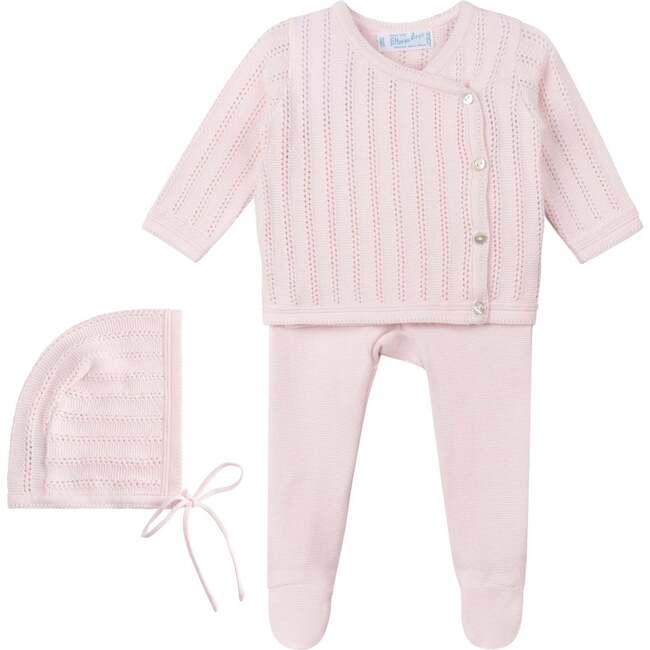 Pointelle Wrap Set with Hat Pink