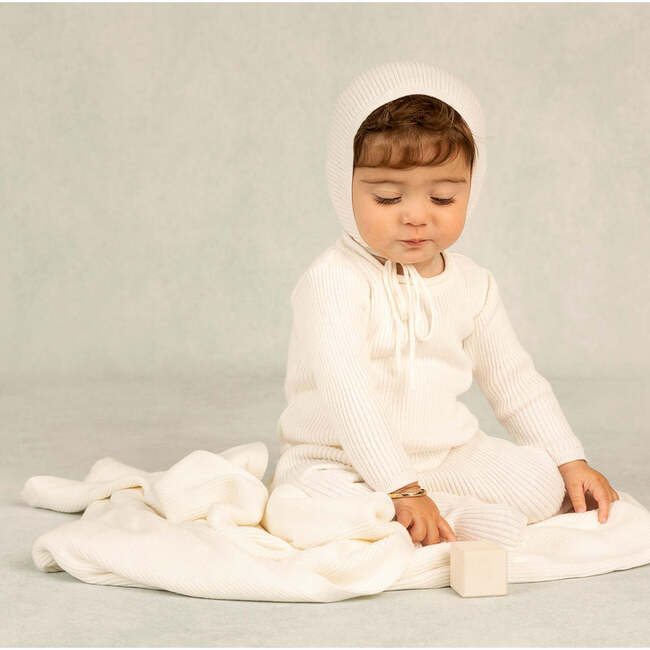 Ribbed Knit Blanket Ivory