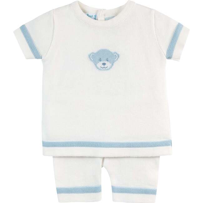 Boys Knit Teddy Bear Set Ivory