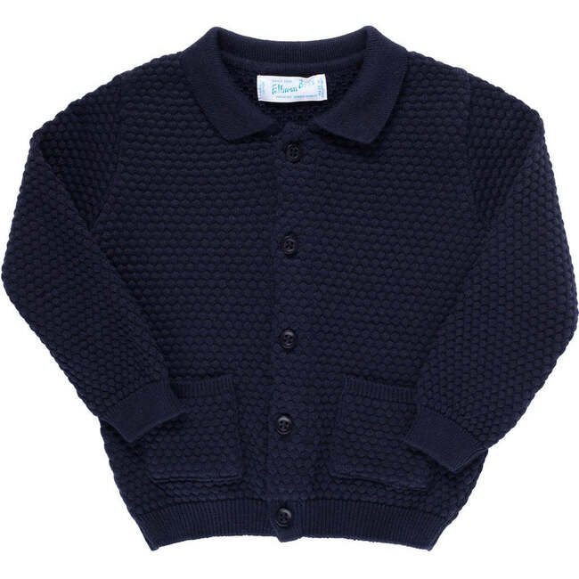 Popcorn Knit Cardigan Navy