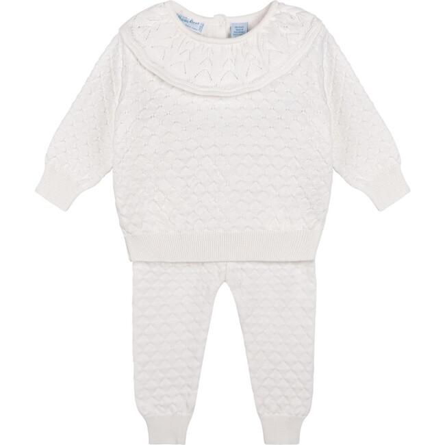 Girls Quilted Knit Set Ivory