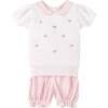 Girls Pink Daisy Sweater Set White/Pink - Mixed Apparel Set - 1 - thumbnail