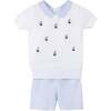 Boys Sailboat Sweater Set White/Blue - Mixed Apparel Set - 1 - thumbnail
