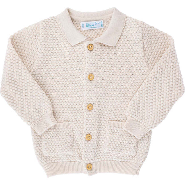 Popcorn Knit Cardigan Ecru